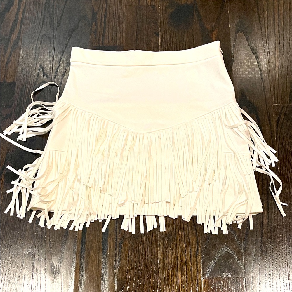 Altar'd State Cream Fringe Mini Skirt